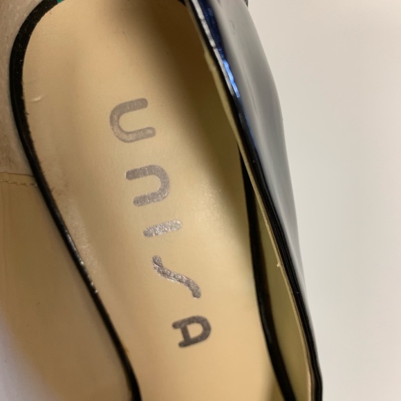Unisa Shoes Size6 Black Patent Leather Kitten Heel - Picture 2 of 7